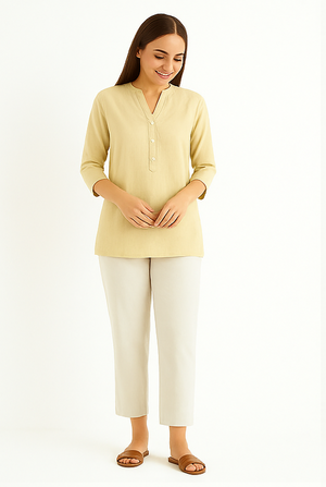 Banana Yellow Breeze Short Kurta