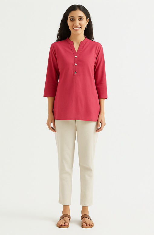 French Pink Breeze Short Kurta