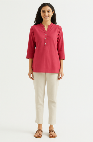 French Pink Breeze Short Kurta
